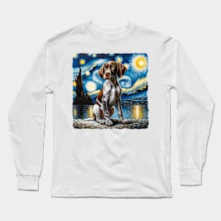 Starry German Shorthaired Pointer Portrait - Dog Portrait Long Sleeve T-Shirt